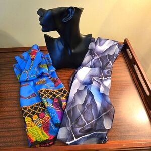 Two Colorful Rectangle Scarfs, Vivid Colors
